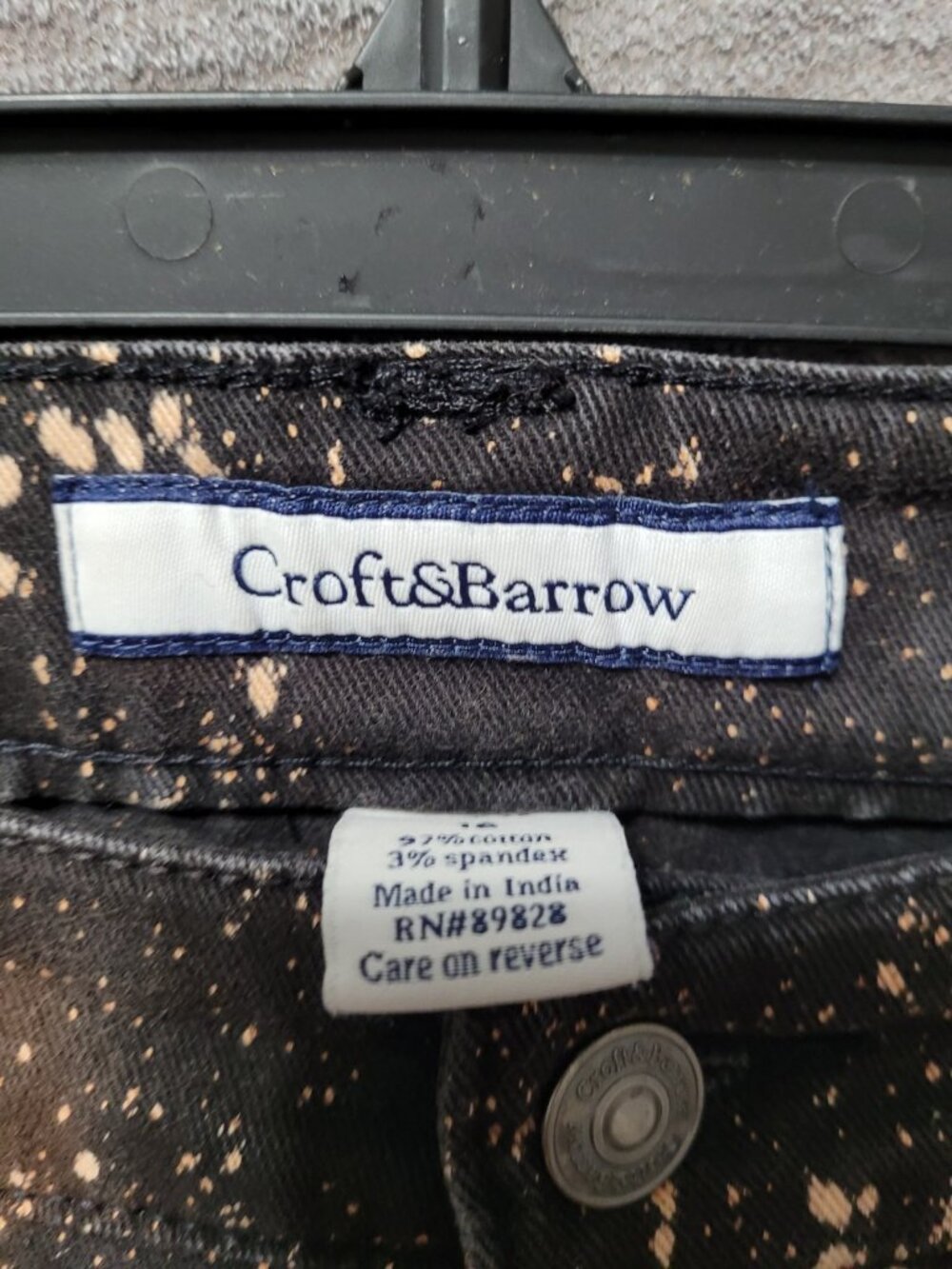 Vtg Y2K Croft&Barrow Womens Bleached Jeans 16 Stretch Straight Leg Black Orange - Picture 12 of 14